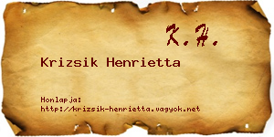 Krizsik Henrietta névjegykártya